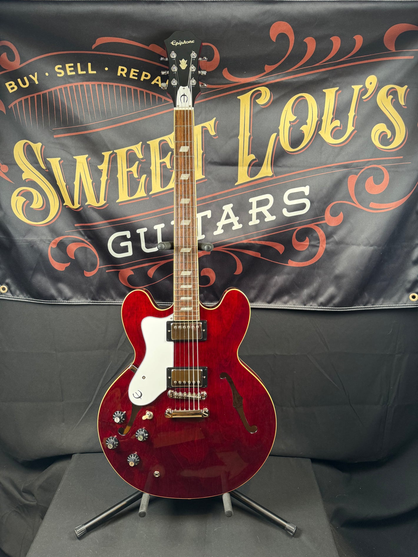 Epiphone Noel Gallagher Signature Riviera Left-Handed - Dark Wine Red * Structural Repair*